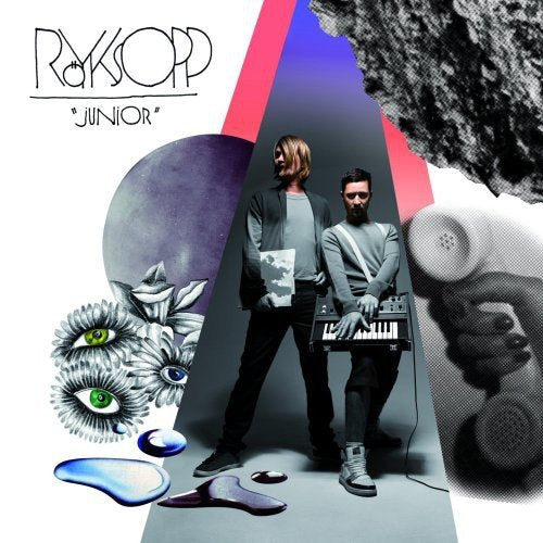 Royksopp “Junior” CD cover: two men with a moon, eye, and keyboard.
