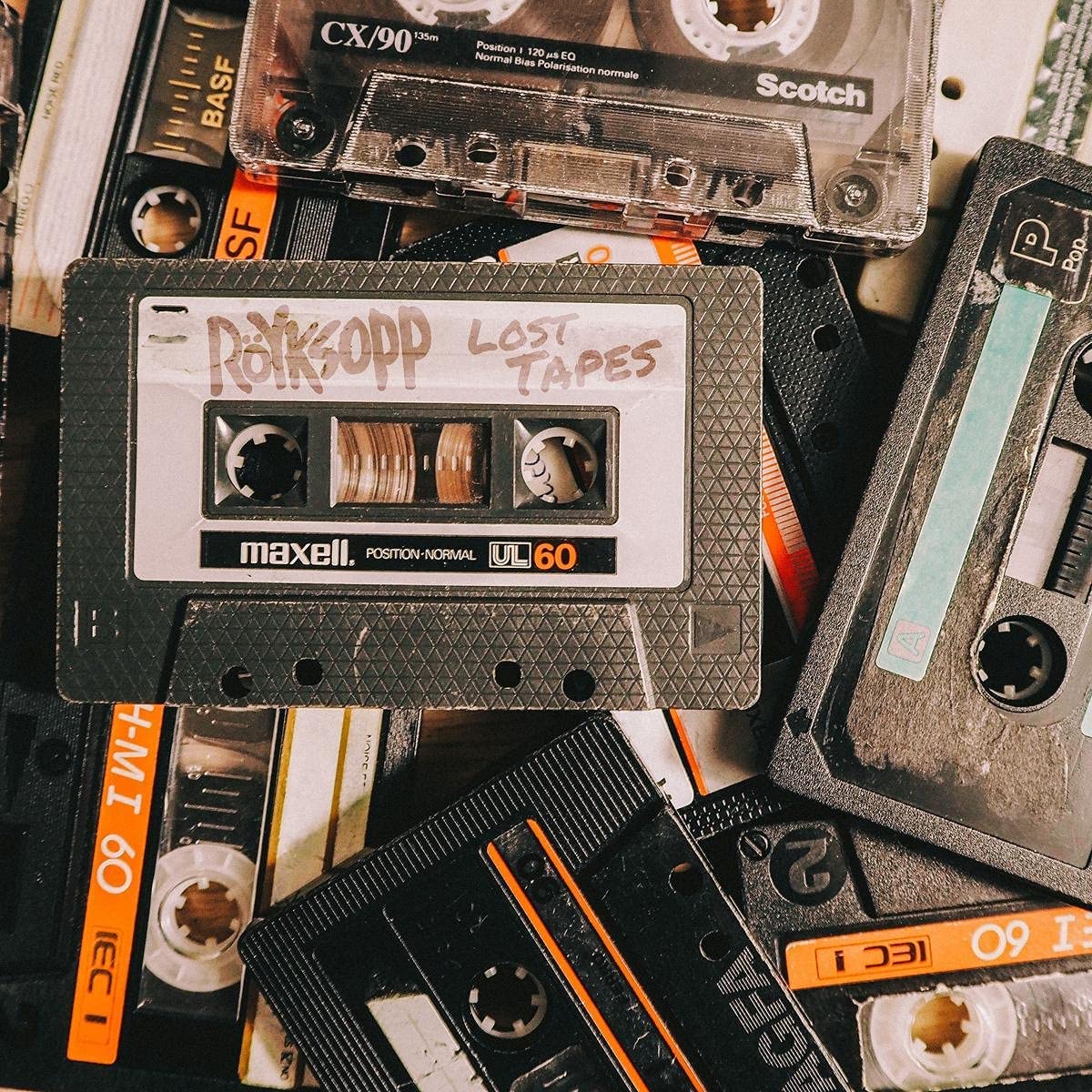 Royksopp "Lost Tapes" CD cover with a vintage cassette tape aesthetic.
