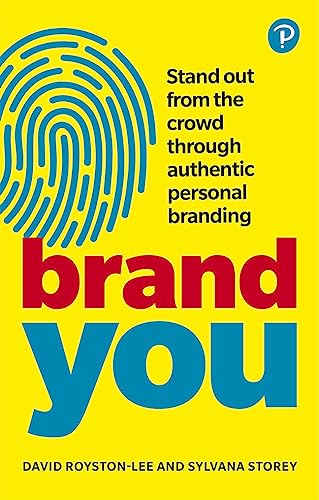 Yellow book cover with blue fingerprint and bold "brand you" text.