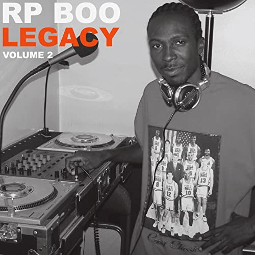 Black and white album cover featuring DJ RP Boo with turntables and headphones.