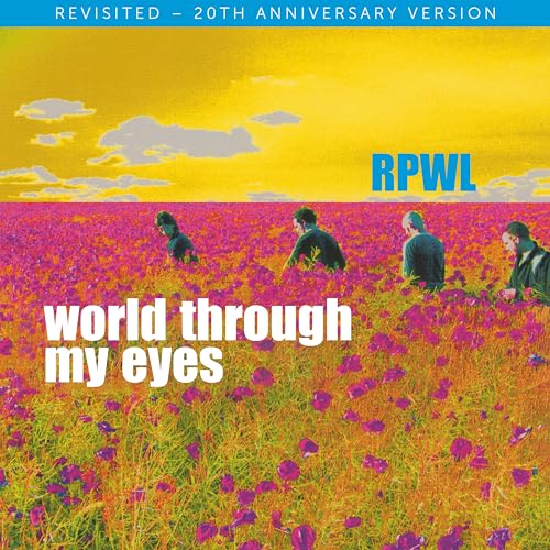 Vinyl album cover: yellow field with figures and text “RPWL” and “world through my eyes”.
