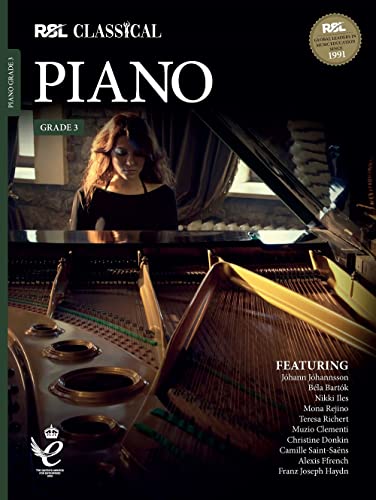 Rsl Classical Piano Grade 3 music book cover showing a person playing a piano.