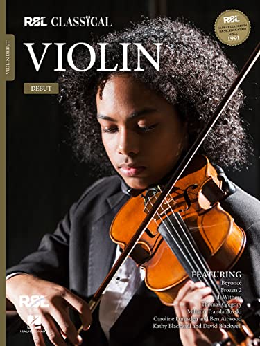 Young violinist playing, cover of "Rsl Classical Violin Debut (2021)" music book.