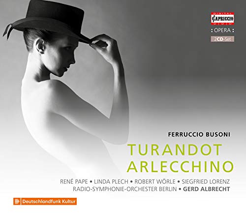 CD cover for Busoni’s “Turandot/Arlecchino” featuring a shadowed figure.