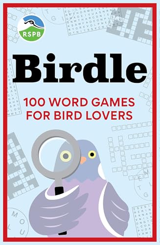 Book cover with “Birdle” title, a pigeon, and magnifying glass over grids.