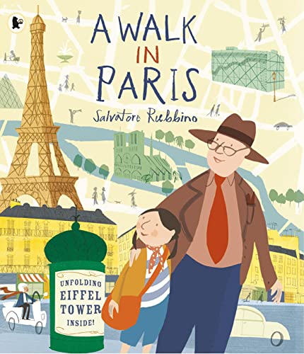 Illustrated children’s book cover featuring the Eiffel Tower and two people.
