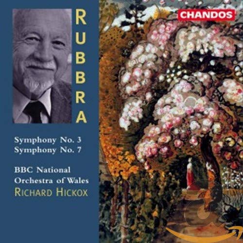CD cover featuring composer Rubbra’s portrait and floral painting.