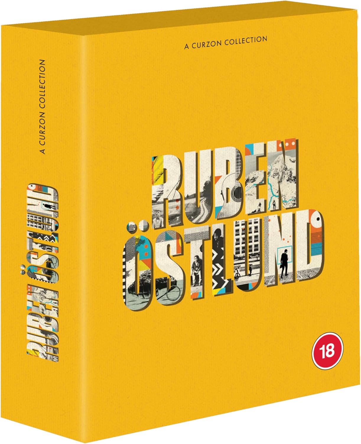 Yellow Blu-ray case for Ruben Östlund films, with collage artwork.