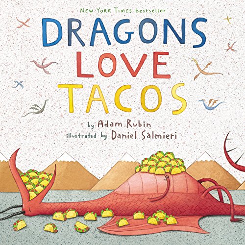 Book cover: red dragon surrounded by tacos, illustrated style.