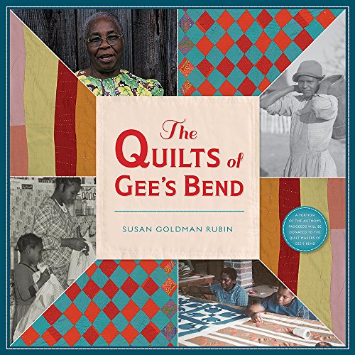 Book cover featuring portraits and colorful, geometric Gee’s Bend quilts.