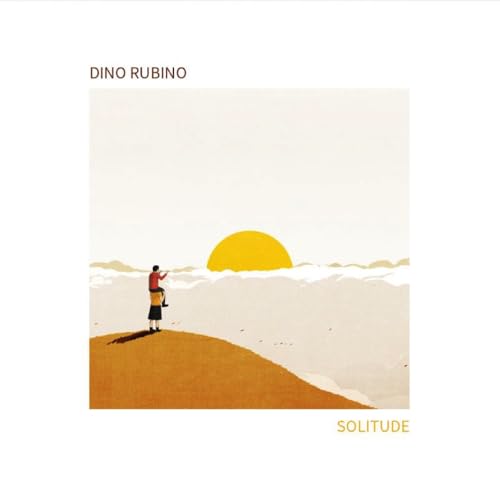 CD cover: lone figure with suitcase facing a large yellow sun.