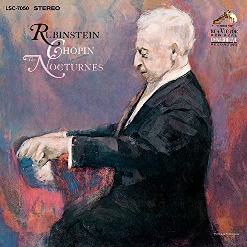 CD cover featuring a painted portrait of pianist Arthur Rubinstein.