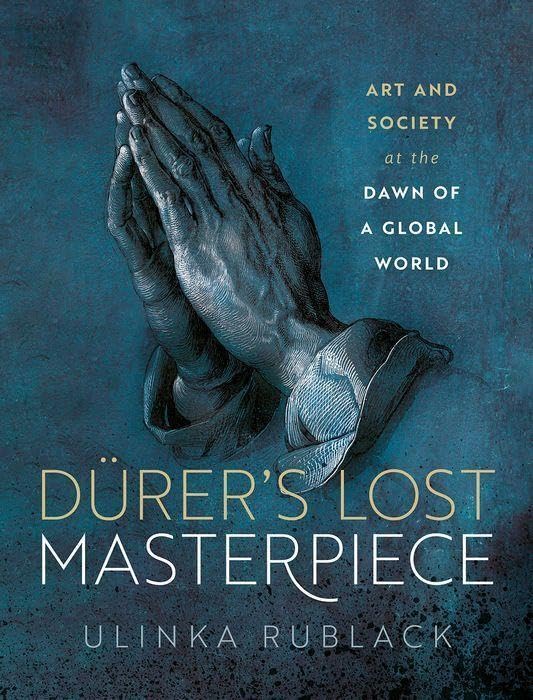 Book cover featuring praying hands from a Dürer artwork, dark blue background.