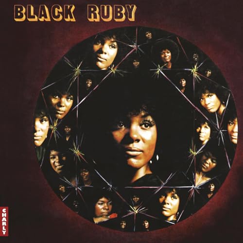 Ruby Andrews' "Black Ruby" vinyl album cover with repeating portrait imagery.