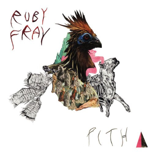 Ruby Fray’s “Pith” vinyl cover: bird head collage with figures.