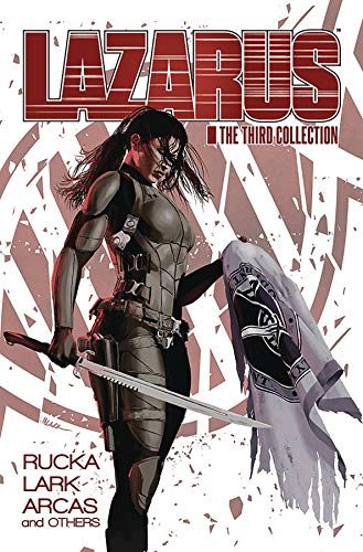 Comic book cover featuring a woman warrior with a sword, "Lazarus.