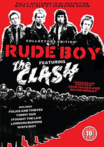 DVD cover for Rude Boy featuring The Clash with band members and police officers.