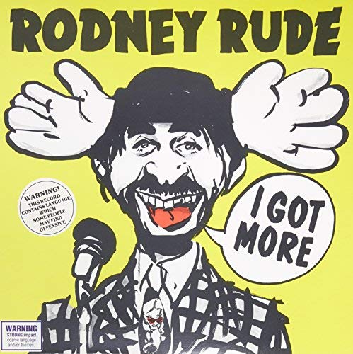 Rodney Rude album cover: yellow background, illustrated face with moose antlers.