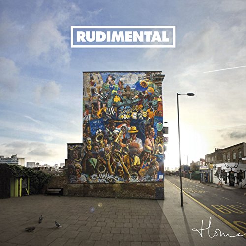 Rudimental "Home" CD cover: mural of people with city street scene.