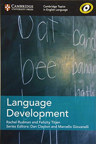 Book cover for Language Development with chalk writing on a blackboard background.