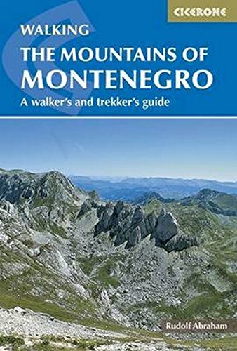 Book cover titled The Mountains of Montenegro with a photo of a rocky mountain landscape.