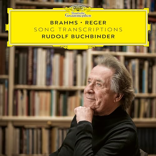 CD cover featuring pianist Rudolf Buchbinder in front of bookshelves.