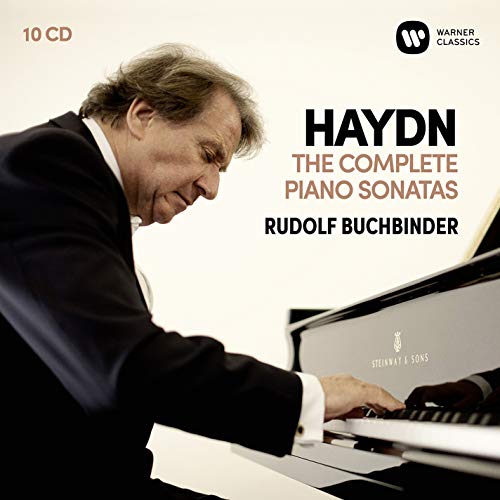 Rudolf Buchbinder at a Steinway piano, Haydn: Complete Piano Sonatas CD.