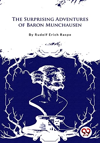 Book cover: white bust of Baron Munchausen on a blue background.