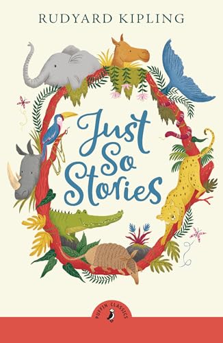 Book cover for "Just So Stories" featuring illustrated animals in a wreath.
