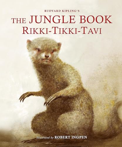 Book cover illustration of a mongoose with text reading The Jungle Book Rikki-Tikki-Tavi.
