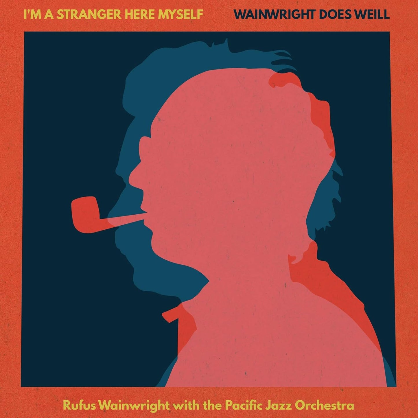 Rufus Wainwright album cover: red and blue portrait of a man with a pipe.