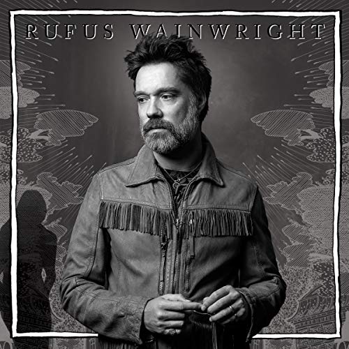 Black and white album cover featuring Rufus Wainwright in a fringed leather jacket.