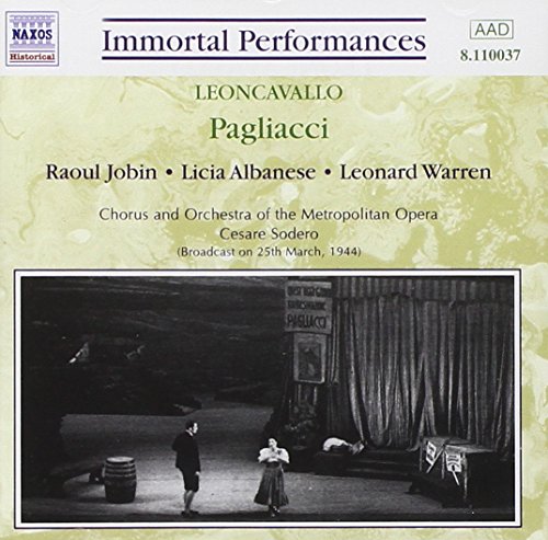 CD cover for Leoncavallo’s *Pagliacci* opera, featuring a stage scene.