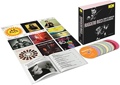 Box set of CDs featuring violinist Ruggiero Ricci and album artwork.
