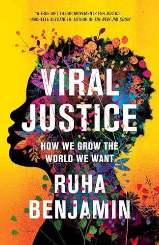 Book cover: “Viral Justice” with a floral silhouette of a face.