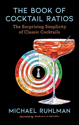 Book cover with cocktail glass illustration and text about drink ratios.
