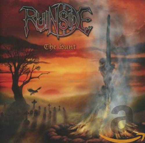 CD cover for Ruinside’s “The Hunt” depicts a fiery, desolate landscape.