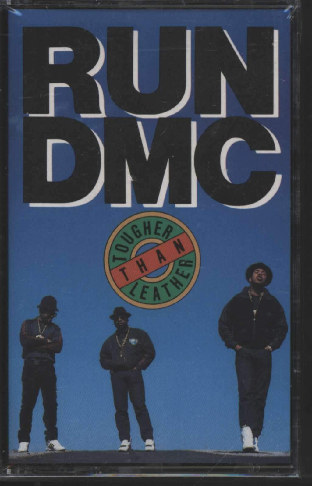 Run-DMC “Tougher Than Leather” cassette tape cover with group portrait.