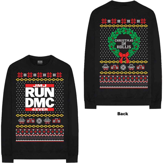 Black unisex sweatshirt with Run DMC “Holiday” logo on the back, size XX-Large.