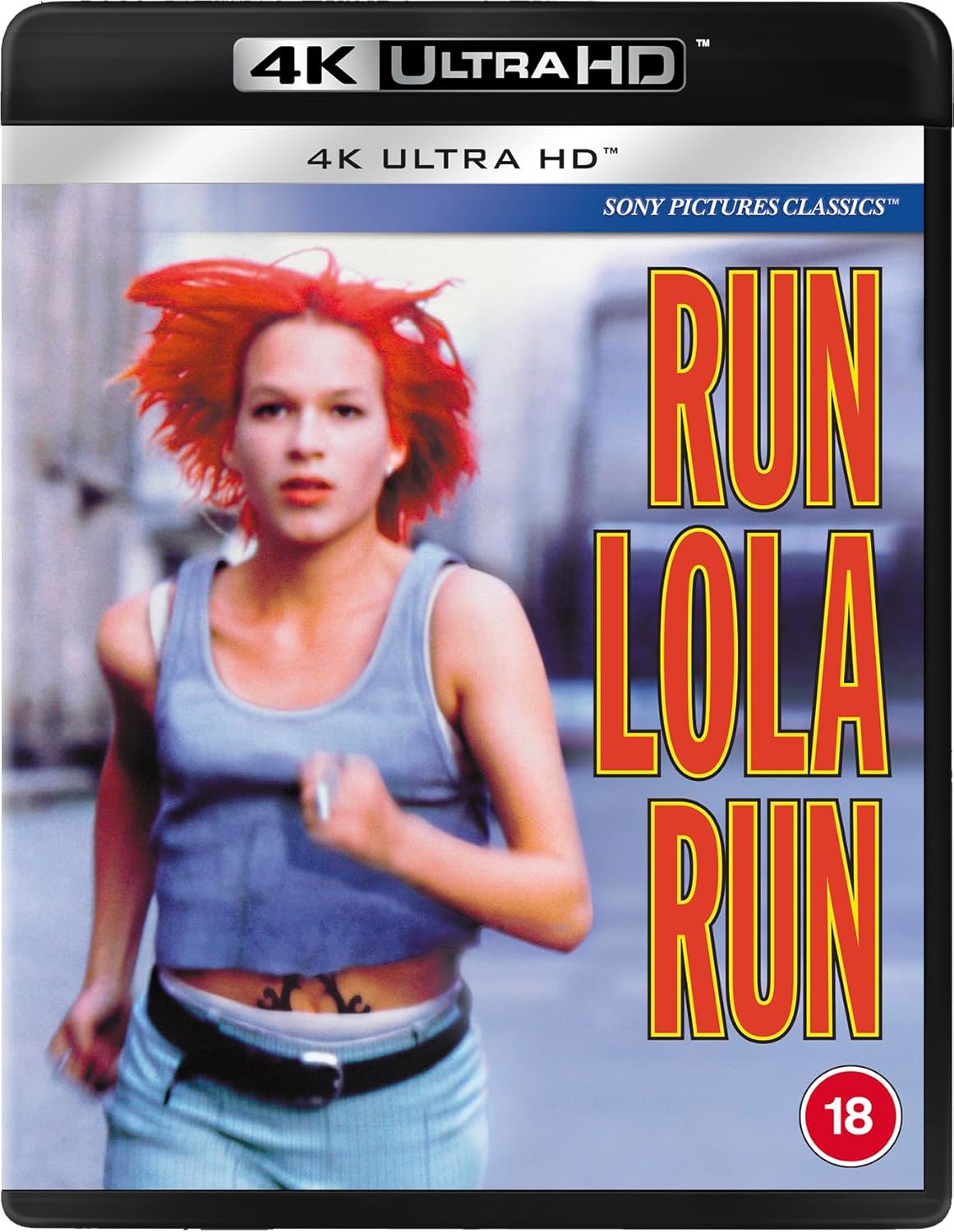 “Run Lola Run” Blu-ray cover featuring a woman with red hair running.