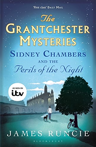 Book cover showing a man and dog walking toward a building under starry skies.