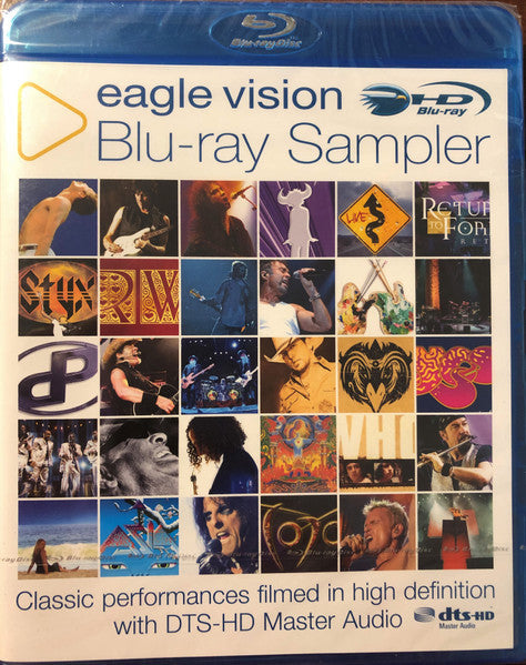 Blu-ray sampler cover featuring a collage of live music performance stills.