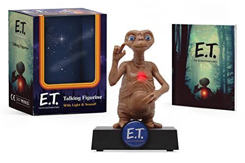 E.T. figurine in box, with glowing finger and chest light.