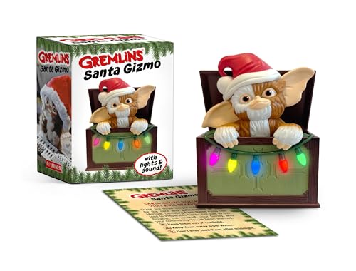 Santa Gizmo figurine in a gift box with colorful lights.