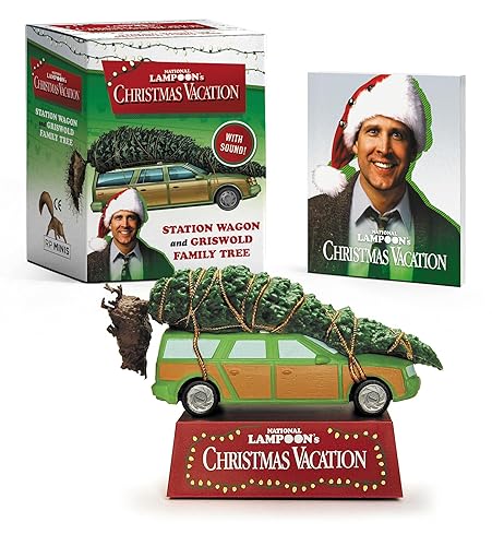National Lampoon's" Christmas Vacation station wagon with a tree on top, miniature figures.