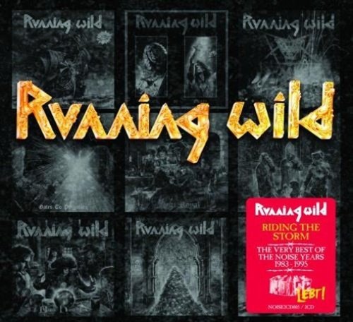 Album cover featuring a collage of Running Wild artwork with a large gold logo.
