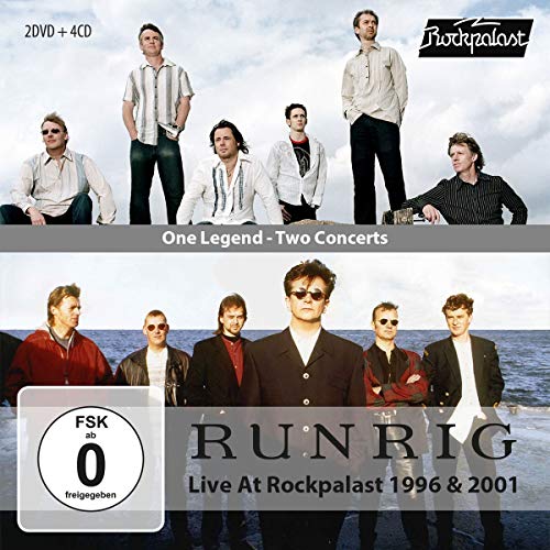 "Runrig band members posing in two scenes on a CD/DVD box set cover."