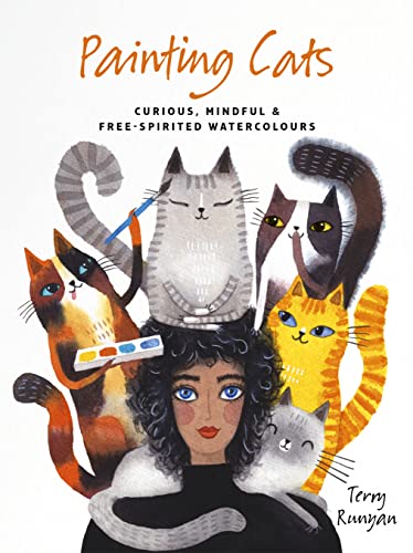 Book cover: watercolor painting of cats and a woman with paintbrushes.