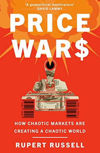 Book cover: "Price Wars" with a tank made of money and explosions.