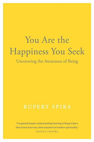 Yellow book cover with dark blue text: "You Are the Happiness You Seek".